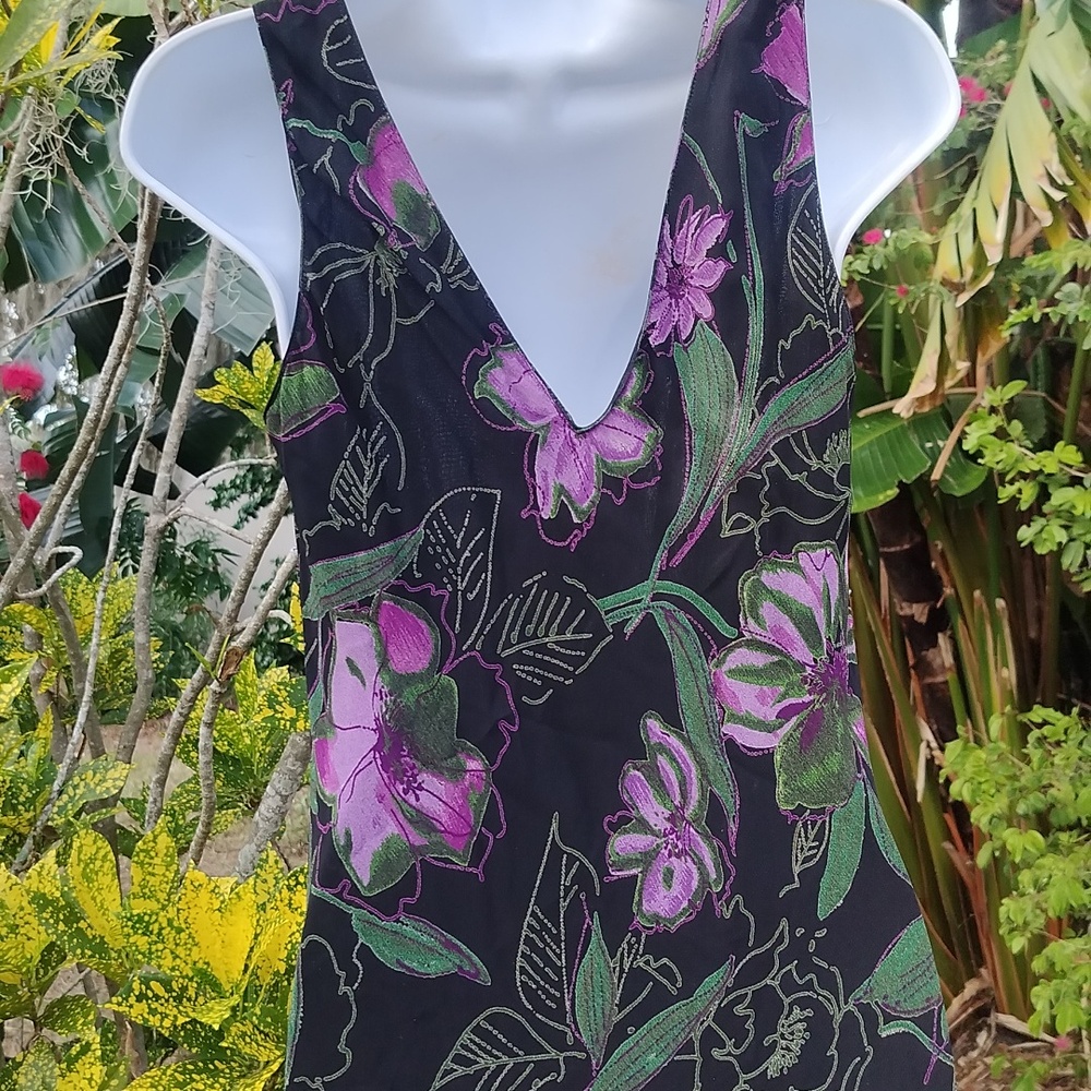 '90s Vintage Silk Maxi Tank Dress Size Small, Eva Blue Designer - Picture 8 of 11